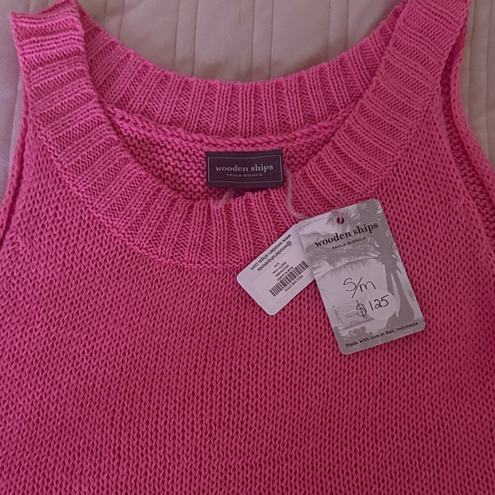 Wooden Ships Vibrant Pink Crew Neck Sweater